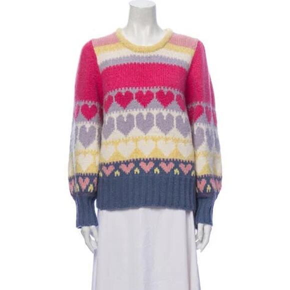 LoveShackFancy Shirelle Printed Scoop Neck Sweater - S Multicolor